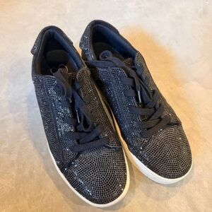 Jessica Simpson Black Sequin Lace-Up Sneakers